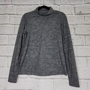 Lucy Women's Activewear Top Gray Color Mock Neck Long Sleeve Shirt Size Large